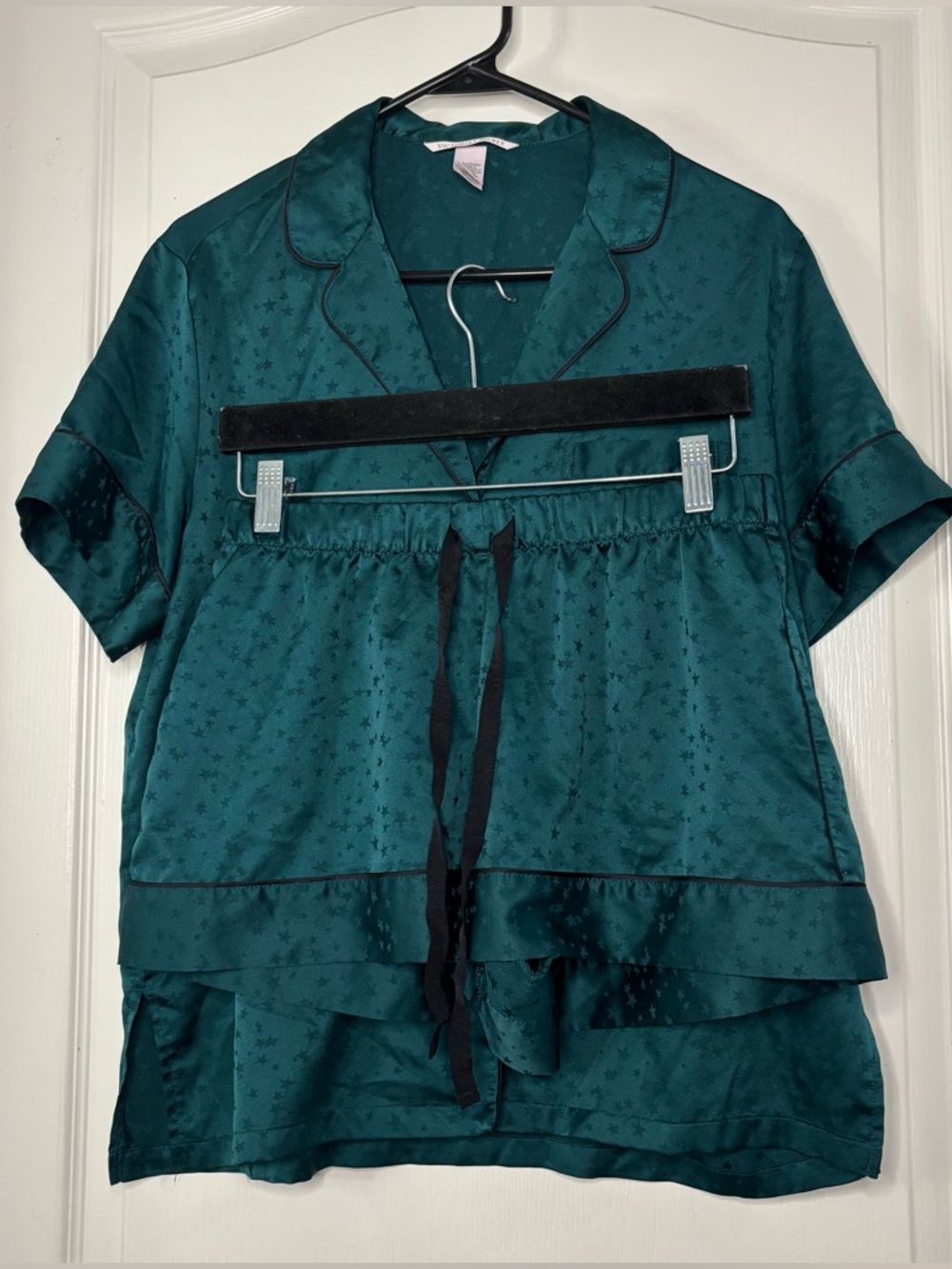 Victoria's Secret Teal Satin Star-Print Short Pajama Set